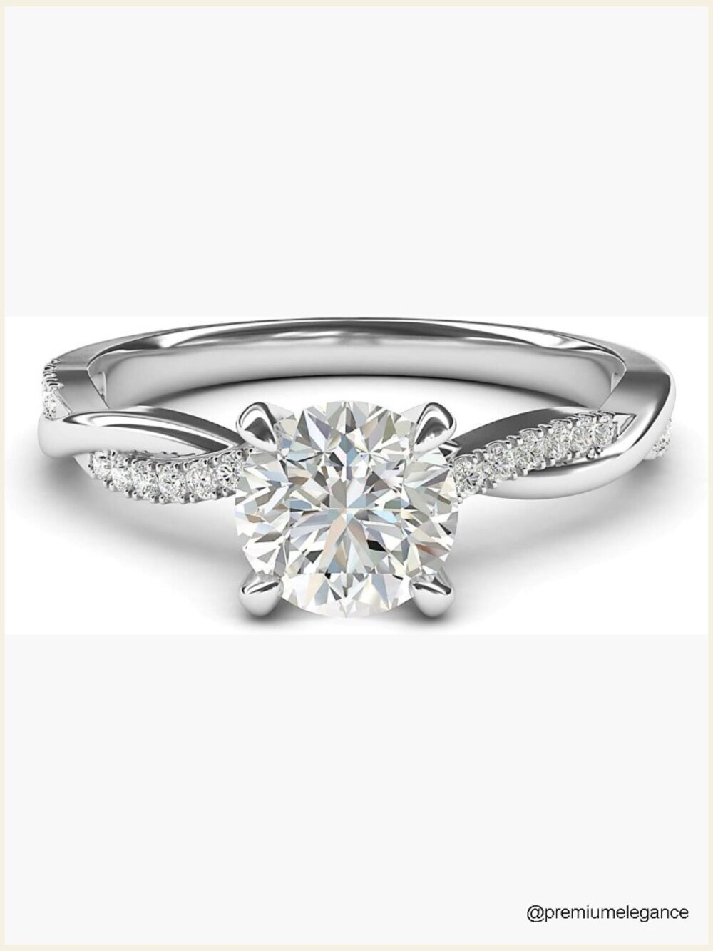 Sterling Silver 4-Prong Twisted Vine Simulated Diamond Engagement Ring